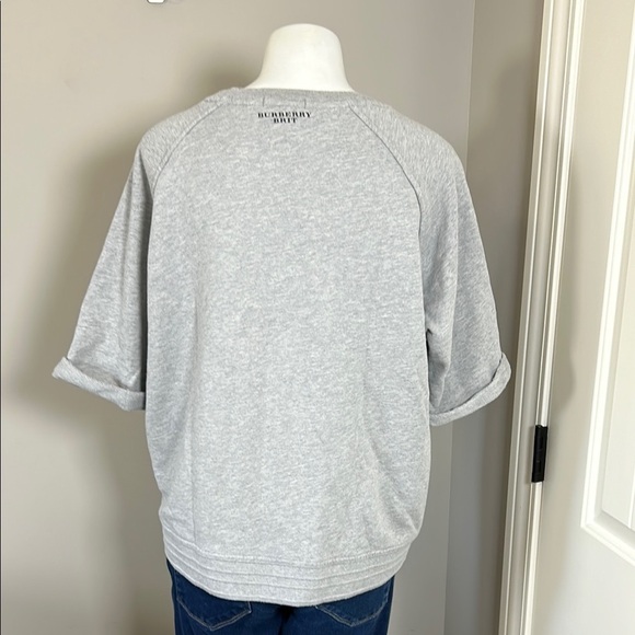 Burberry Brit Womens Short Sleeve Brit Graphic Sweatshirt Gray Logo Back Sz L - Picture 4 of 11